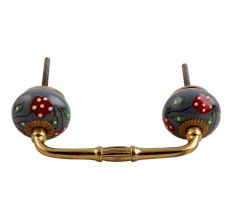 Pea Green Leaf Flower Ceramic Bridge Handle