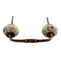 Pea Green Leaf Flower Ceramic Bridge Handle