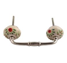 Pea Green Leaf Flower Ceramic Bridge Handle