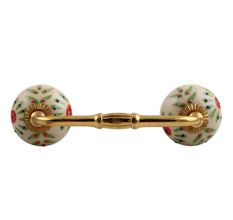 Pea Green Leaf Flower Ceramic Bridge Handle