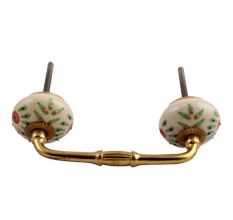 Pea Green Leaf Flower Ceramic Bridge Handle