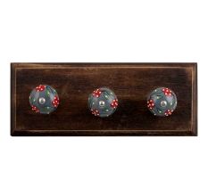 Pea Green Leaf Flower Ceramic Wooden Hooks
