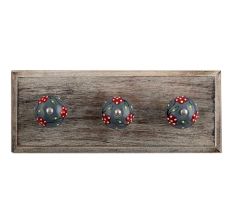 Pea Green Leaf Flower Ceramic Wooden Hooks