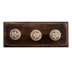 Red Poinsettia Flower Ceramic Wooden Hooks