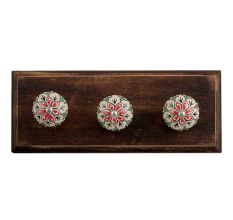 Red Leaf Flower Ceramic Wooden Hooks
