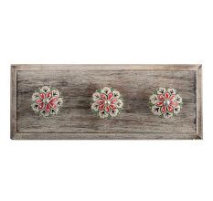 Red Leaf Flower Ceramic Wooden Hooks