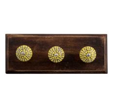 Yellow Ceramic Wooden Hooks