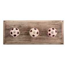 Navy Blue Dot Ceramic Wooden Hooks