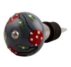 Pea Green Leaf Flower Ceramic Wine Stopper