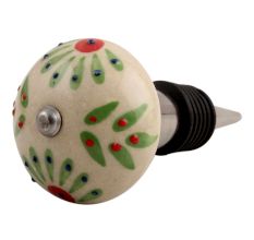Pea Green Leaf Flower Ceramic Wine Stopper