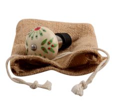 Pea Green Leaf Flower Ceramic Wine Stopper