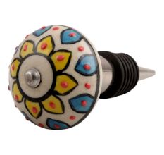 Yellow Sunflower Flower Ceramic Wine Stopper