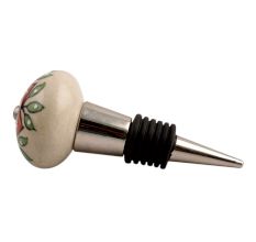 Red Poinsettia Flower Ceramic Wine Stopper