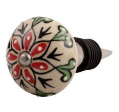 Red Leaf Flower Ceramic Wine Stopper