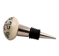 Red Leaf Flower Ceramic Wine Stopper