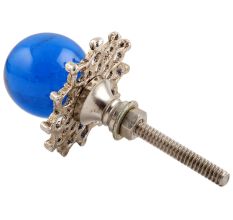 Navy Blue Round Glass and Metal Dresser Knobs Online