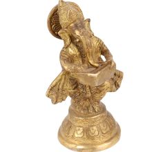 Brass Statue Standing Playing Musical Set Statue