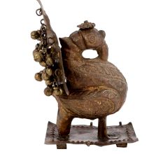 Brass Peacock Statue on Plate with Ghungroos