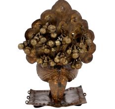 Brass Peacock Statue on Plate with Ghungroos