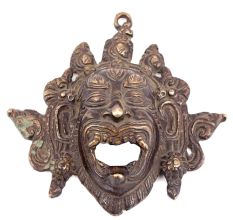 Bronze Mahakala Wrathful Deity Mask Pendant