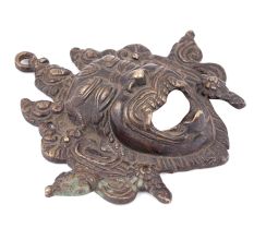 Bronze Mahakala Wrathful Deity Mask Pendant