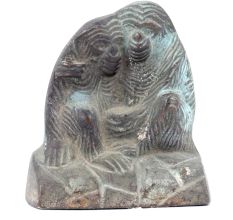 Rustic Monkey Couple Handmade Brass Statue