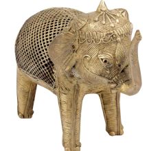 Handcrafted Jali Design Brass Elephant Statue