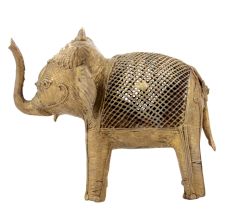 Handcrafted Jali Design Brass Elephant Statue