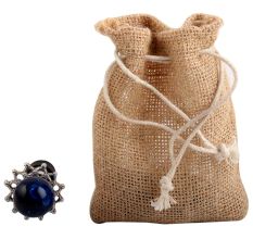 Navy Blue Round Glass And Metal Wine Stopper