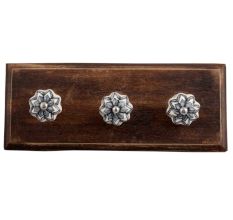 Grey Dahlia Medium Ceramic Wooden Hooks