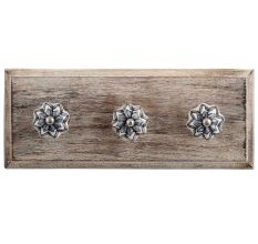 Grey Dahlia Medium Ceramic Wooden Hooks