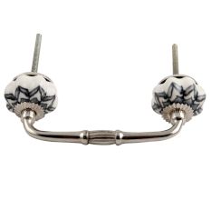 Grey Dahlia Medium Ceramic Bridge Handle