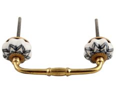 Grey Dahlia Medium Ceramic Bridge Handle