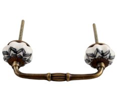 Grey Dahlia Medium Ceramic Bridge Handle