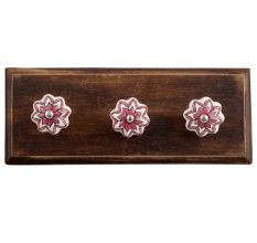 Pink Dahlia Medium Ceramic Wooden Hooks