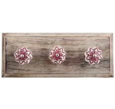 Pink Dahlia Medium Ceramic Wooden Hooks