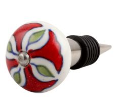 Hibiscus Green Flower Ceramic Wine Stopper