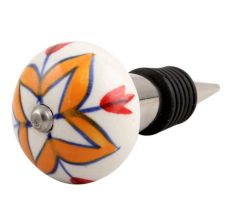 Amaryllis Mustard Flower Ceramic Wine Stopper