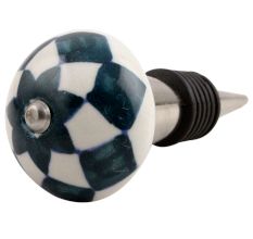 Dark Green Check Ceramic Wine Stopper