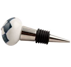Dark Green Check Ceramic Wine Stopper