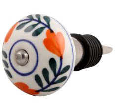 Forest Green Leaf Ceramic Wine Stopper