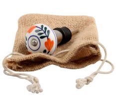 Forest Green Leaf Ceramic Wine Stopper