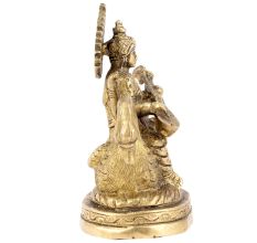Goddess Saraswati Idol Sitting on Hans Brass Figurine