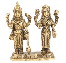Lord Vishnu God Narayan Goddess Lakshmi Mahalaxmi Brass Metal Statue