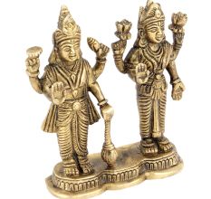 Lord Vishnu God Narayan Goddess Lakshmi Mahalaxmi Brass Metal Statue