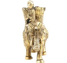 Brass Elephant with Mahawat Statue