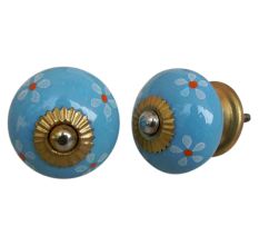 Turquoise Flower Knob