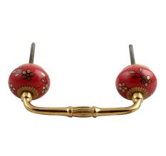 Golden Tiny Flower Ceramic Bridge Handle