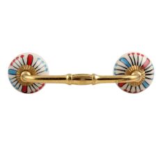 Blue and Red Ceramic Bridge Handle