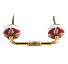 Hibiscus Green Flower Ceramic Bridge Handle